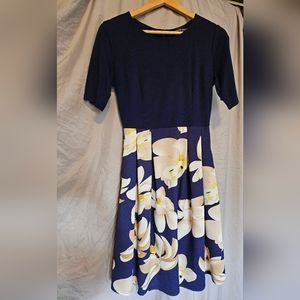 Oxiuly Fashion Navy Floral Dress